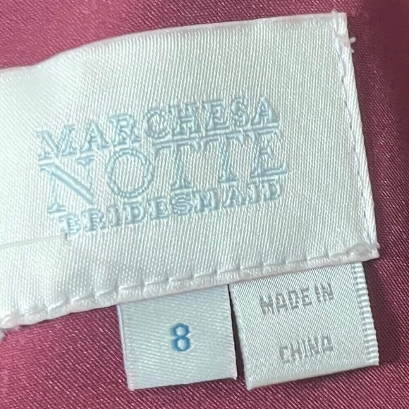 Marchesa Notte Bridesmaid Burgundy Valentia Long Gown ALine Straps Womens Size 8 - Picture 8 of 12